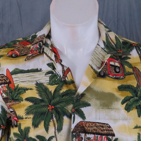 Retro Hawaiian Shirt - RJC - Surfboards and VW Beetles - Men's Medium - Picture 2 of 11